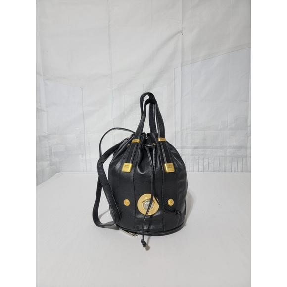 VERSACE Gianni Leather Bucket Bag Black - Picture 6 of 13